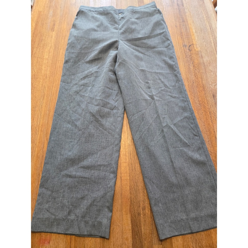 Alfred Dunner Women 10 Gray Elastic Waist Slash Pocket Straight Leg Pants